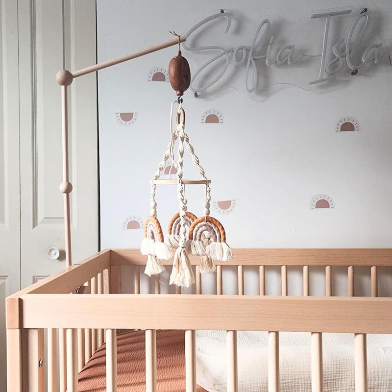 Lanttoe Crib Mobile Motor with Music Box, Baby Mobile for Crib with 12 Classic Lullabies & Rotating Function, Wooden Design Crib Mobile with Music - Image 5